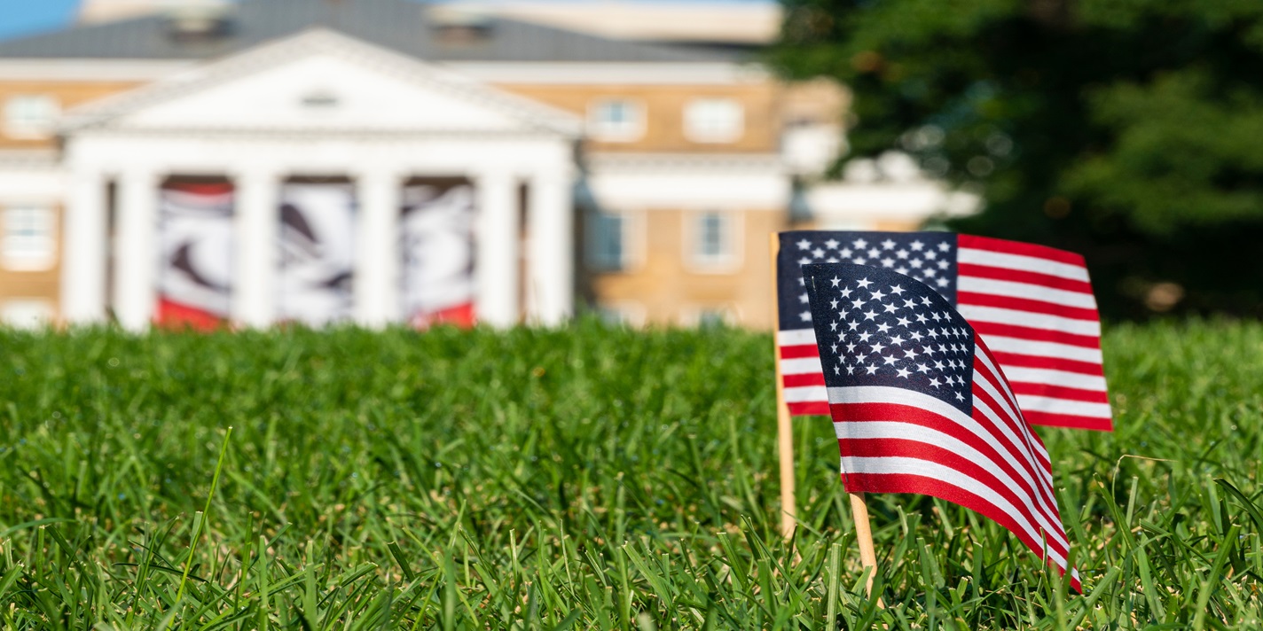 American flags on Bascom Hill