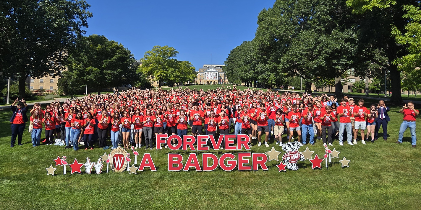 Letters and Science students on Bascom Hill.