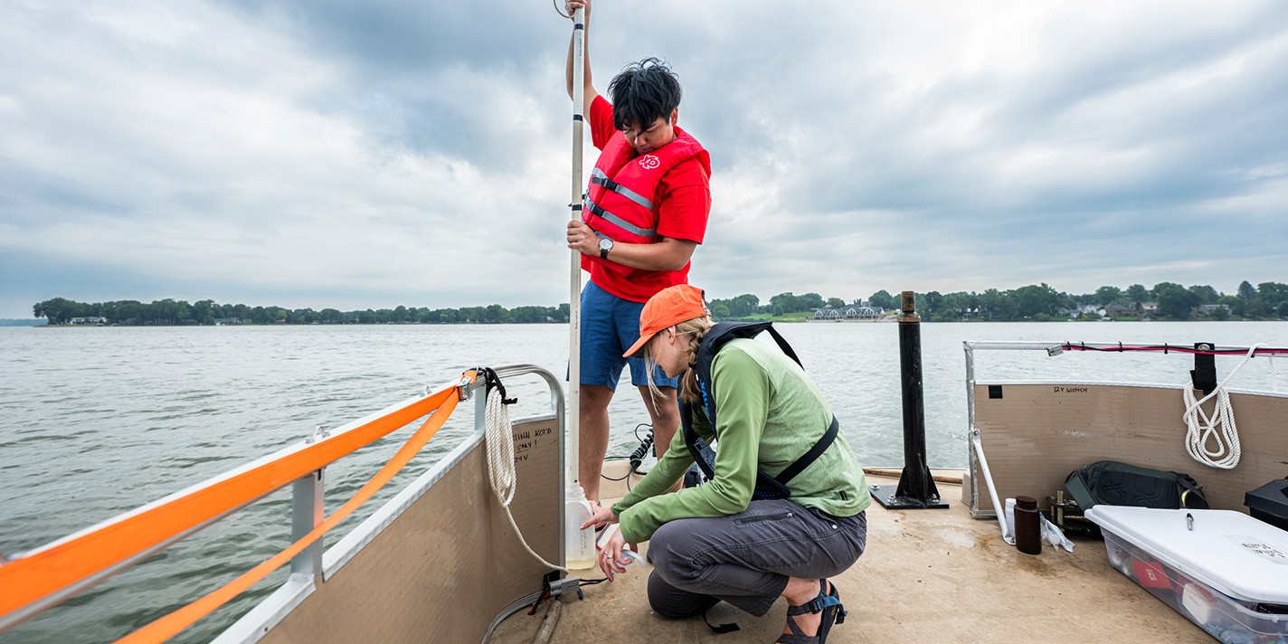 Students conducting a water experiment