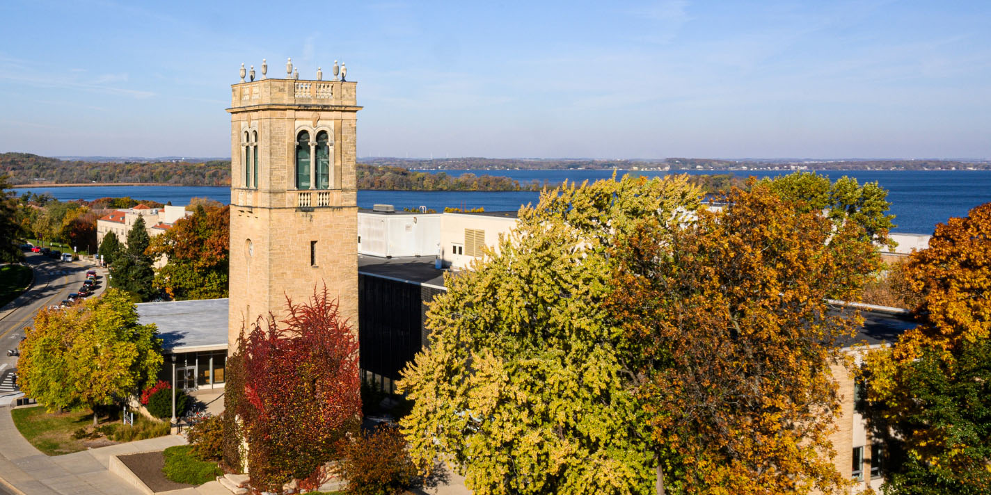 Carillion Tower with Lake Mendota in the background