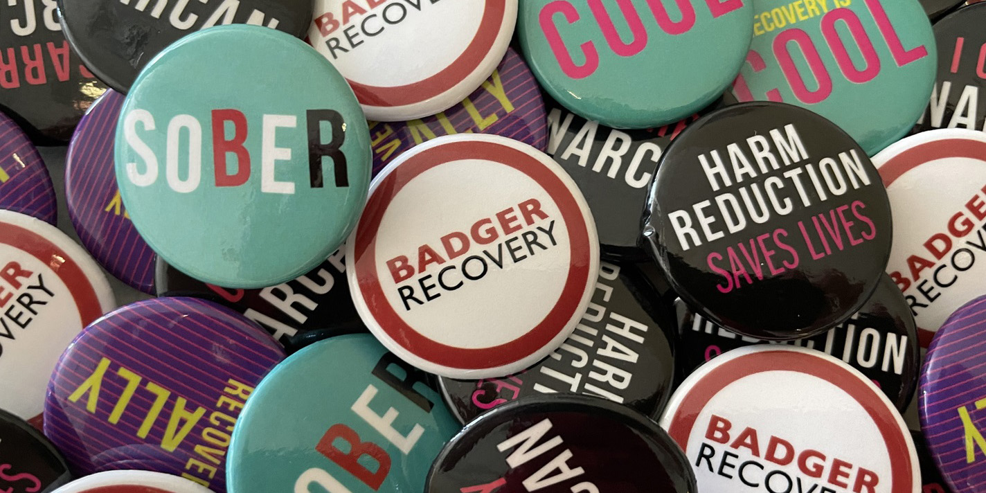 Badger Recovery pins and buttons