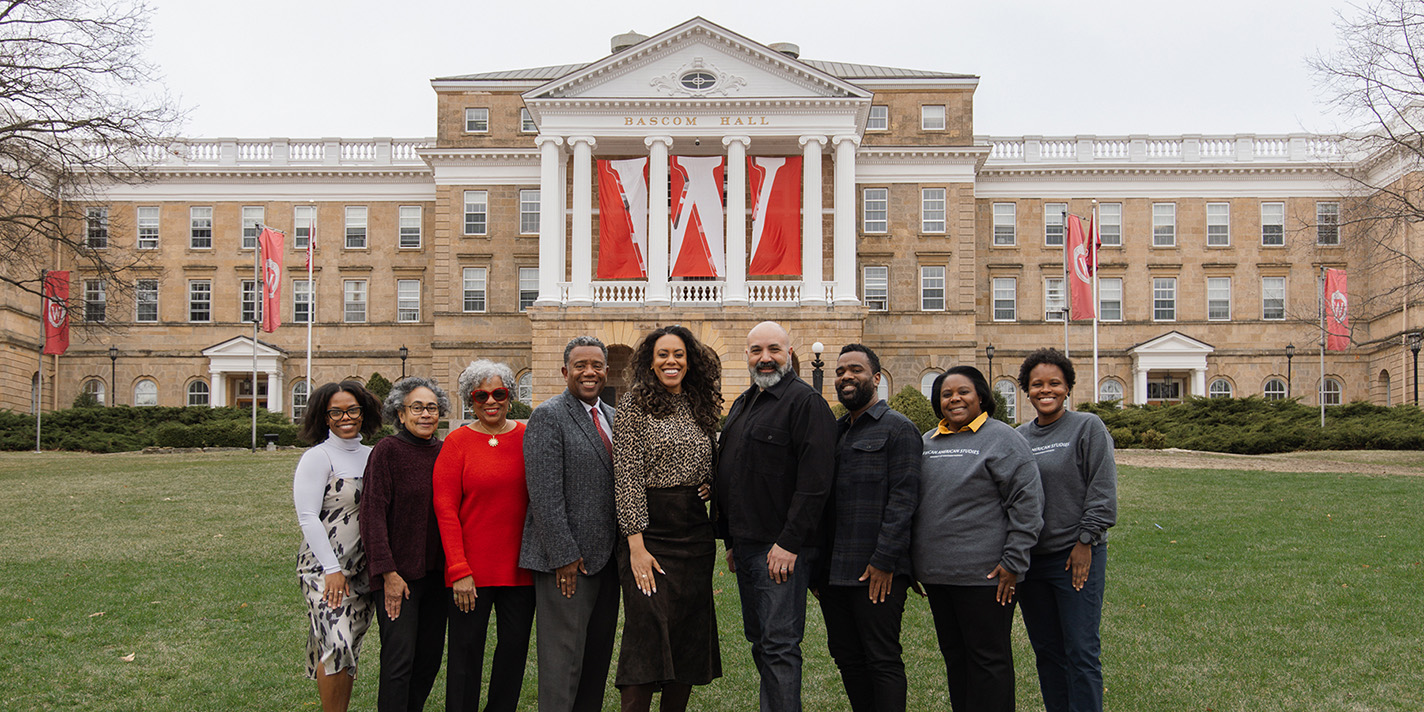 Faculty shown outside of Bascom Hall