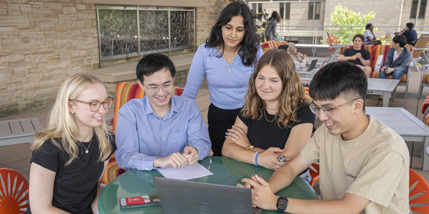 Students show collaborating on a project