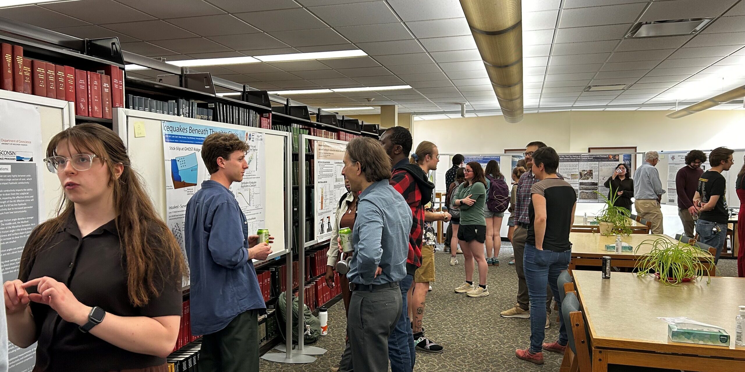 Students shown presenting their research