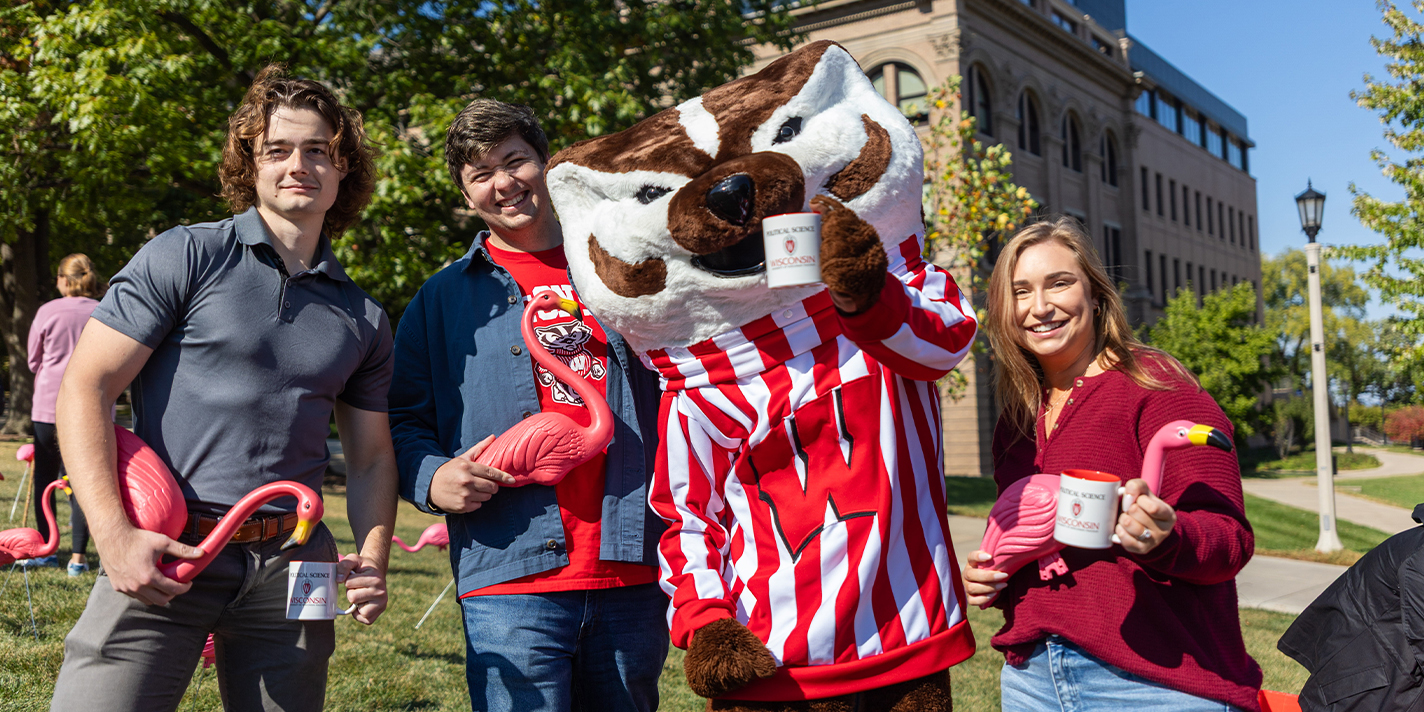 Students shown with Bucky