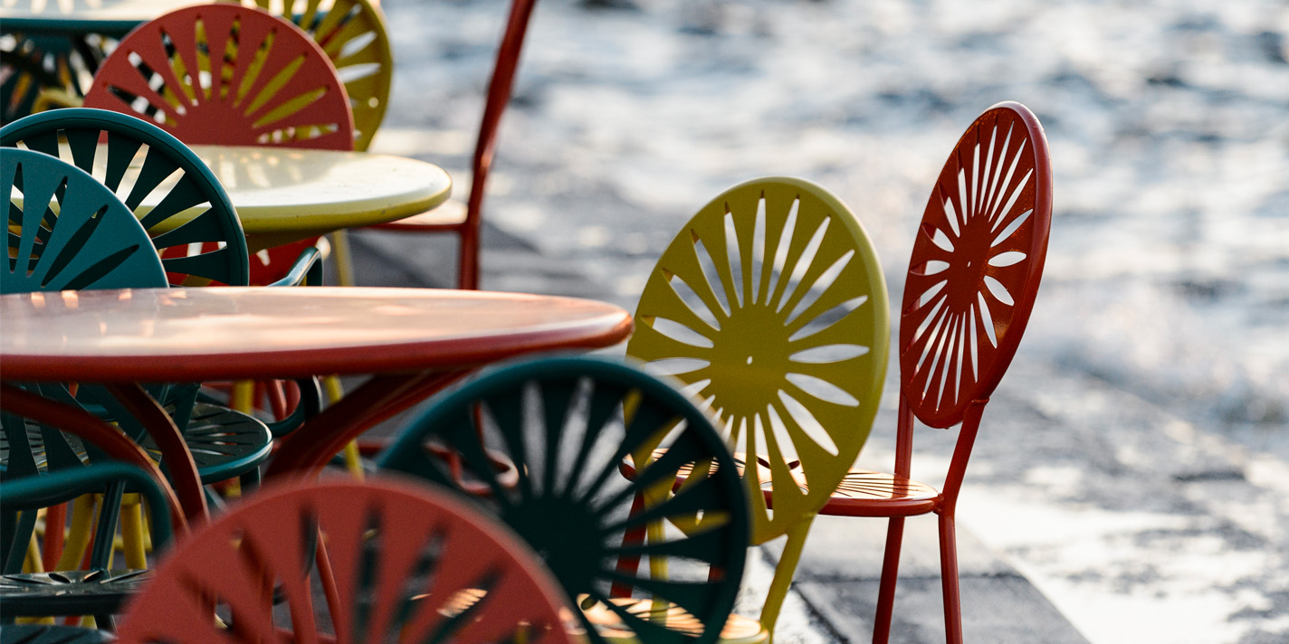 Terrace chairs near the lakeside